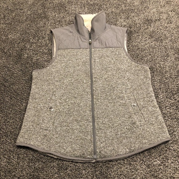 Abercrombie & Fitch Jackets & Blazers - Abercrombie Fitch Vest Womens M Gray Full Zip Sherpa Lined Sleeveless Sweater